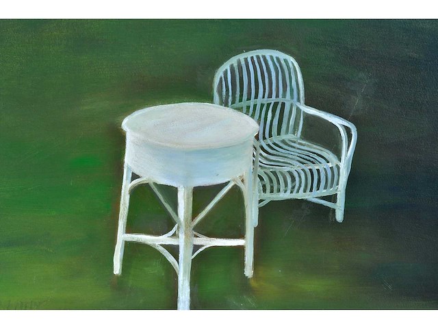 Anoniem - glooiend groen landschap - acryl op papier - afbeelding 3 van  8