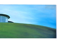 Anoniem - glooiend groen landschap - acryl op papier - afbeelding 4 van  8