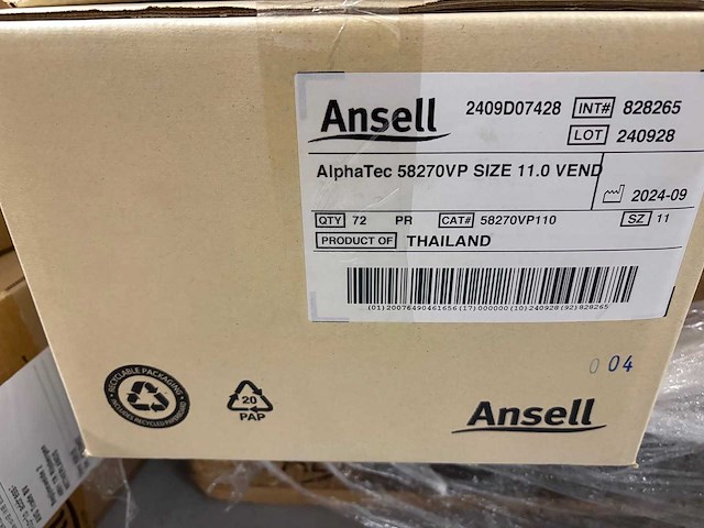 Ansell - alphatec 58270 - werkhandschoenen maat 11 (432x) - afbeelding 3 van  3