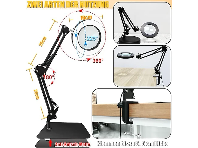 Ansteep vergrootglas met licht en standaard - afbeelding 3 van  3