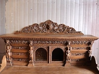 Antiek bureau met houtsnijwerk - afbeelding 3 van  7