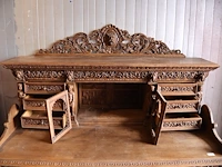Antiek bureau met houtsnijwerk - afbeelding 4 van  7