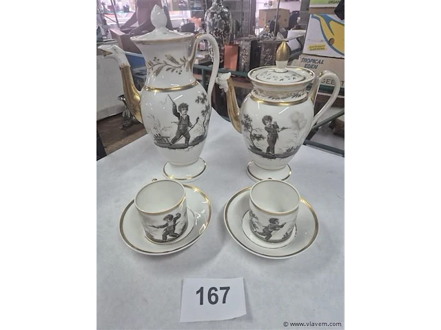 Antiek deel koffieservies - afbeelding 1 van  3