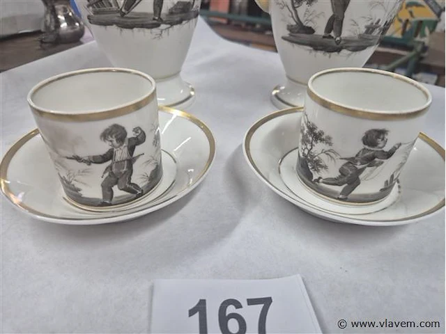 Antiek deel koffieservies - afbeelding 2 van  3