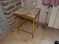 Antiek eetkamer bestaande uit buffetkast 6 deuren 1 lade marmeren blad, uitschuifbare tafel glazen blad, 6 stoelen stoffen zit en rug, wandkast 3 deuren 1 lade marmeren blad en spiegel, stoel met armleuning - afbeelding 16 van  18