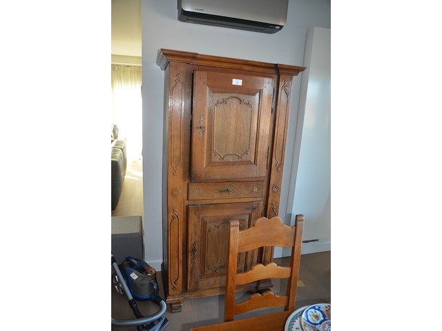 Antiek eiken kast met 2 deuren en 2 laden ca. 1m breed en ca. 1,8m hoog - afbeelding 2 van  9