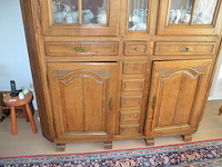 Antiek eiken kast met 2 deuren en 3 laden met opzet vitrine 2 deuren - afbeelding 3 van  12