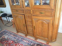 Antiek eiken kast met 2 deuren en 3 laden met opzet vitrine 2 deuren - afbeelding 4 van  12