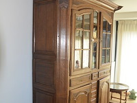 Antiek eiken kast met 2 deuren en 3 laden met opzet vitrine 2 deuren - afbeelding 8 van  12