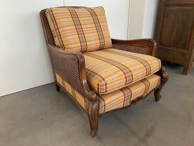 Antiek fauteuil met webbing - afbeelding 1 van  5