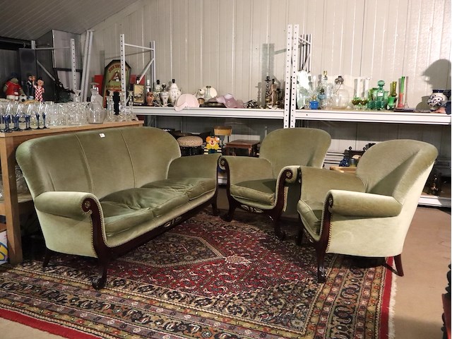 Antieke 3zit en 2 zeteltjes - afbeelding 1 van  5