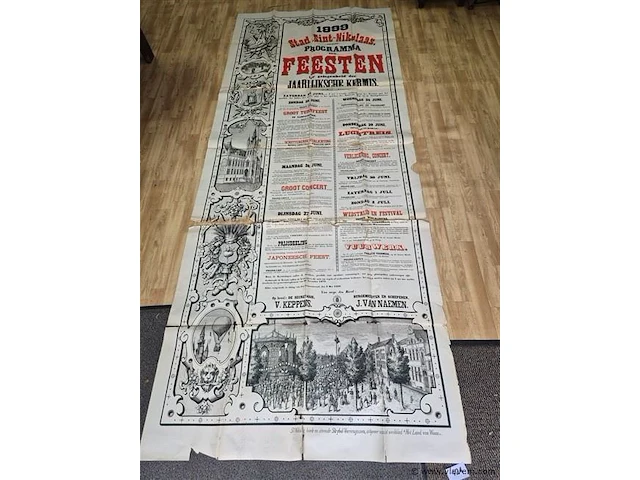 Antieke affiche uit 1899 - afbeelding 1 van  8