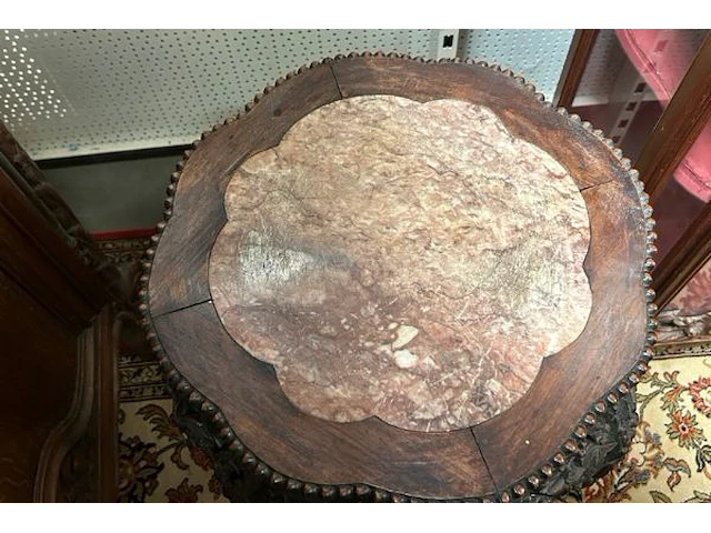 Antieke afgeronde oosterse bijzettafel - afbeelding 2 van  7
