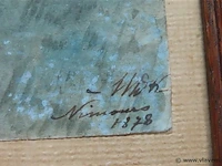 Antieke aquarel uit 1878 gesigneerd - afbeelding 3 van  3