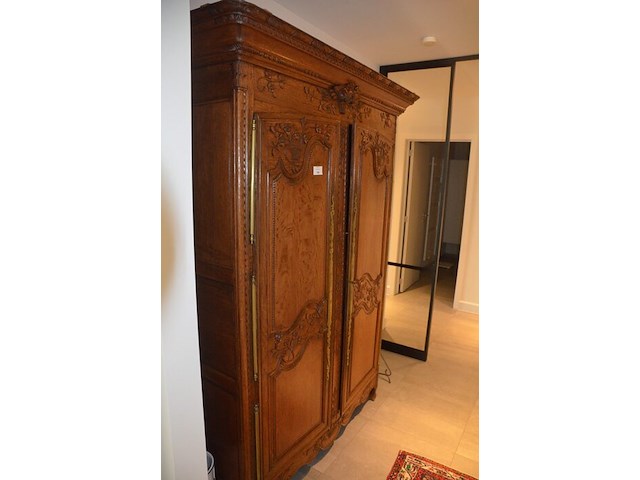 Antieke eiken halkast met 2 deuren ca. 2,20 m hoog en ca. 1,30 m breed - afbeelding 6 van  11