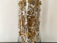 Antieke glazen stolp met gouden bloemen - afbeelding 2 van  3