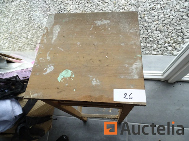 Antieke houten kruk, 4 lijmspiegels - afbeelding 4 van  4
