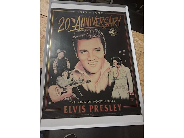 Antieke poster elvis presley 920mm op 640mm met kader - afbeelding 1 van  4