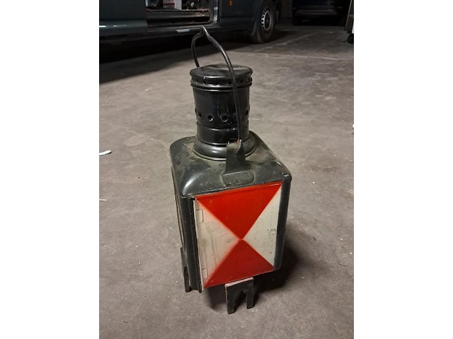 Antieke spoorweglamp petrolium metaal jaren 1960 - afbeelding 2 van  6