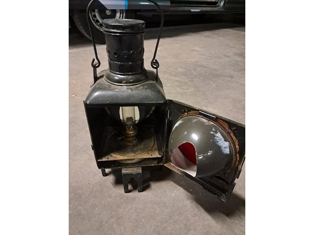 Antieke spoorweglamp petrolium metaal jaren 1960 - afbeelding 5 van  6