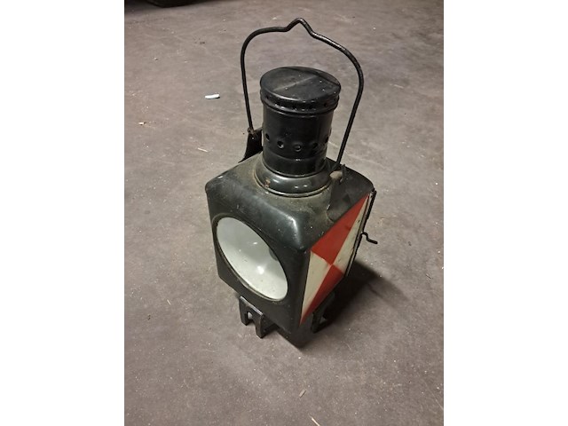 Antieke spoorweglamp petrolium metaal jaren 1960 - afbeelding 6 van  6