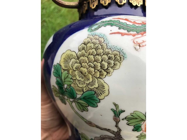 Antique chinese powder blue baluster vase. kangxi marked. - afbeelding 13 van  36