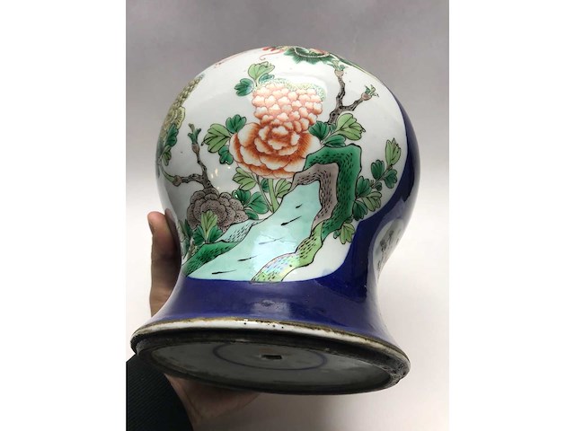 Antique chinese powder blue baluster vase. kangxi marked. - afbeelding 26 van  36