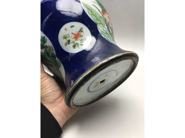 Antique chinese powder blue baluster vase. kangxi marked. - afbeelding 30 van  36