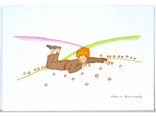 Antoine de saint exupery - le petit prince - litho - afbeelding 2 van  4