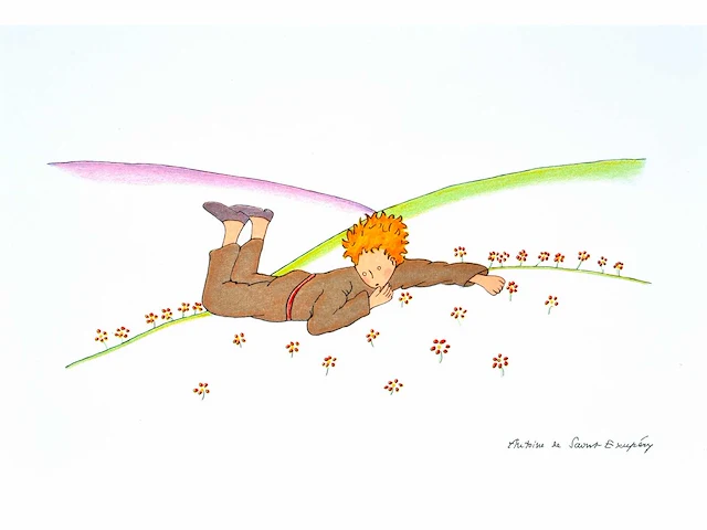 Antoine de saint exupery - le petit prince - litho - afbeelding 1 van  4