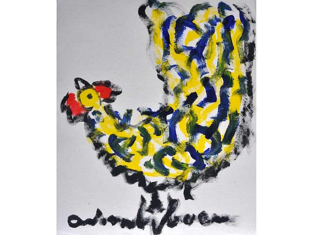 Anton heyboer - kip - acryl op papier - afbeelding 1 van  6