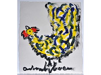Anton heyboer - kip - acryl op papier - afbeelding 2 van  6