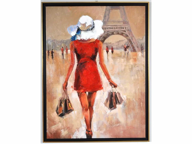 Antonio palmieri (1946) – shopping girl in paris - olie op doek - afbeelding 3 van  10
