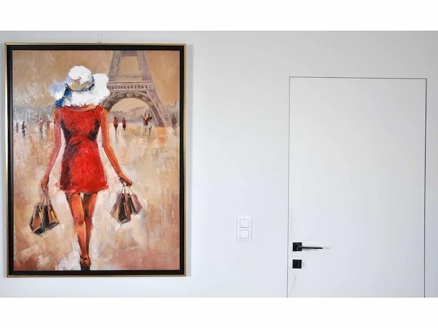 Antonio palmieri (1946) – shopping girl in paris - olie op doek - afbeelding 9 van  10
