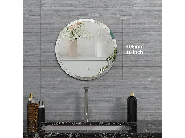 Anyhi ronde, frameloze, afgeschuinde wandspiegel, 40 cm ronde spiegel - afbeelding 1 van  4