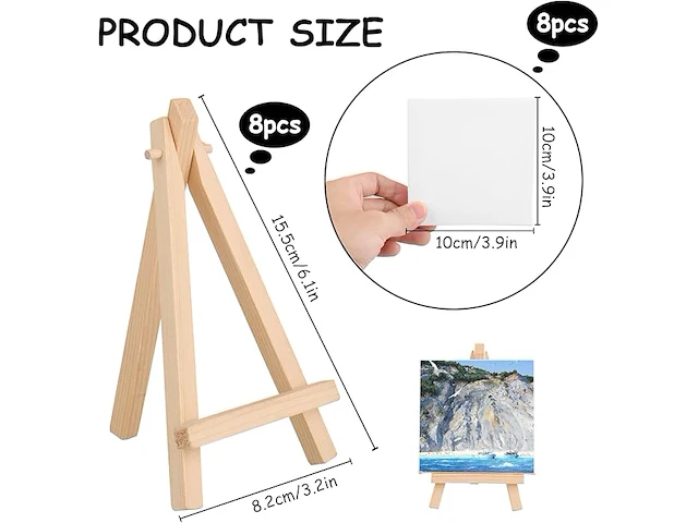 Apacali 15 stuks klein canvas met schildersezel - afbeelding 4 van  4