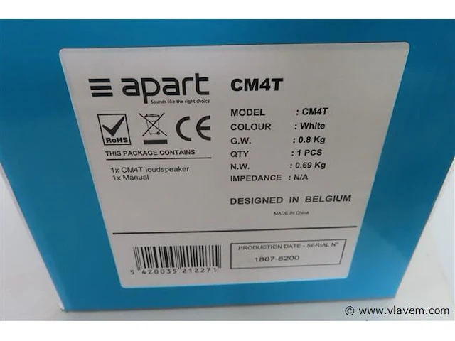 Apart cm loudspeaker, cm4t, wit - afbeelding 6 van  6