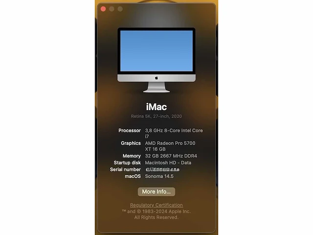 Apple imac 27 retina 5k - 3,8ghz i7 10e - 32gb - radeon 5700xt - 1tb ssd - afbeelding 6 van  6