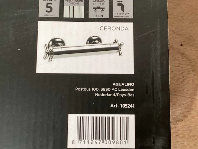 Aqualino ceronda thermostatische douchekraan, kruisgreep, keramische schijven (3x) - afbeelding 8 van  8