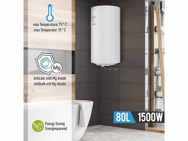 Aquamarin® elektrische boiler - anti-kalk model 80 l - afbeelding 2 van  5