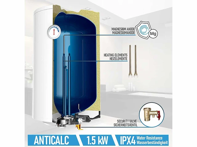 Aquamarin® elektrische boiler - anti-kalk model 80 l - afbeelding 4 van  5