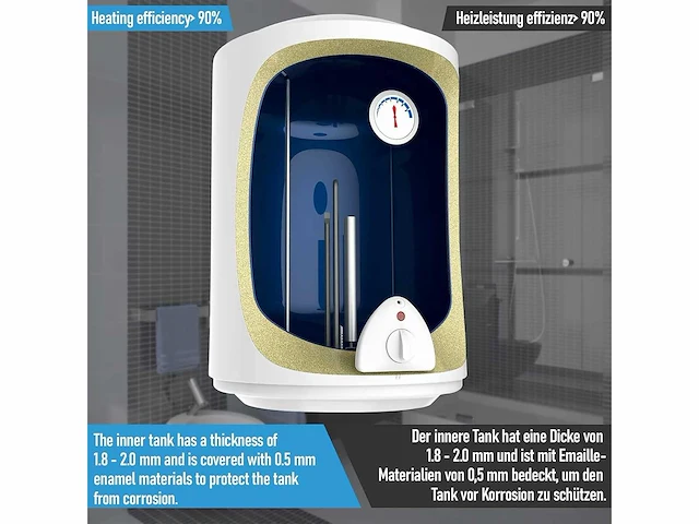 Aquamarin® elektrische boiler - tank met een inhoud van 80 liter, vermogen 1500w - afbeelding 3 van  6