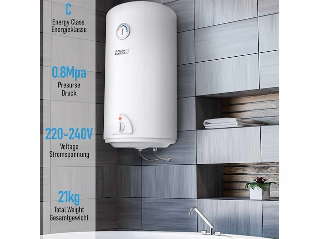 Aquamarin® elektrische boiler - tank met een inhoud van 80 liter, vermogen 1500w - afbeelding 4 van  6