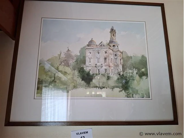 Aquarel achter glas - afbeelding 1 van  2