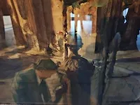 Aquarel emile vermeersch 'geanimeerd stadszicht' - afbeelding 4 van  5