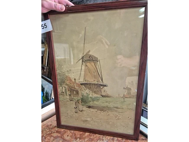 Aquarel molen 41x57cm - afbeelding 1 van  3