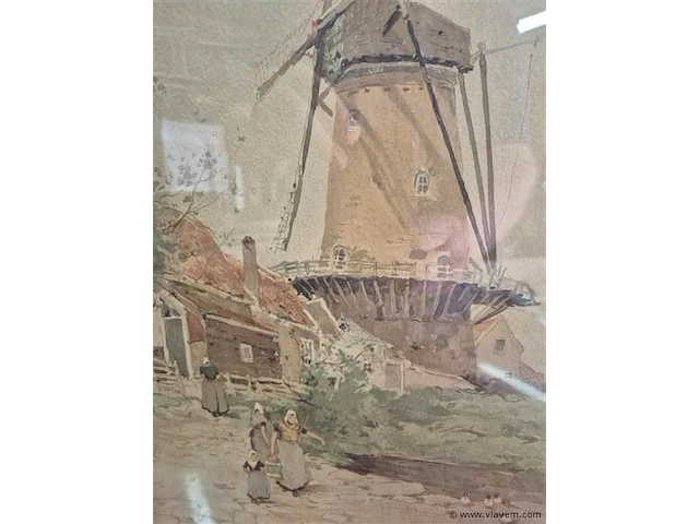 Aquarel molen 41x57cm - afbeelding 2 van  3
