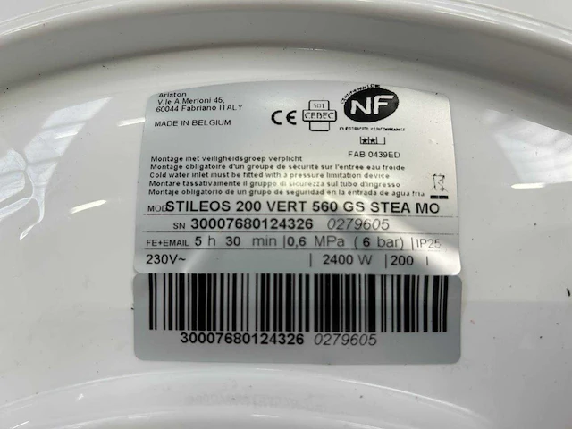 Ariston - stileos 200 vert - 200l elektrische boiler 2400w - afbeelding 8 van  8
