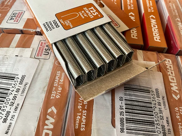 Arrow t25 nieten 9/16” 14 mm 1000 stuks (90x) - afbeelding 3 van  3