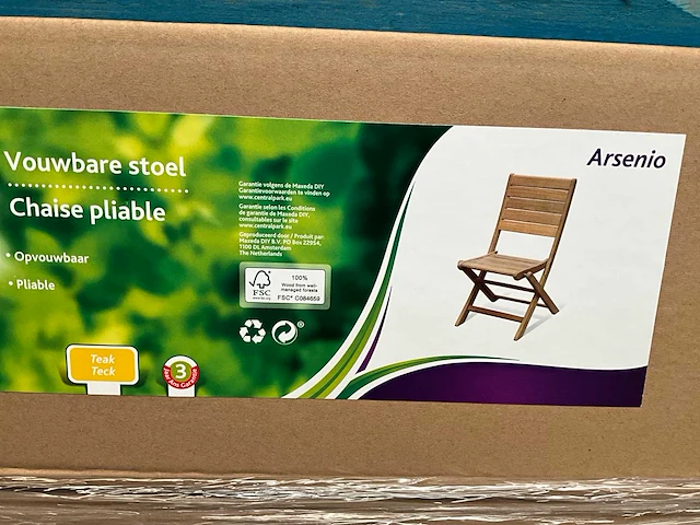 Arsenio opvouwbare tuinstoel fsc teak hout (8x) - afbeelding 7 van  8